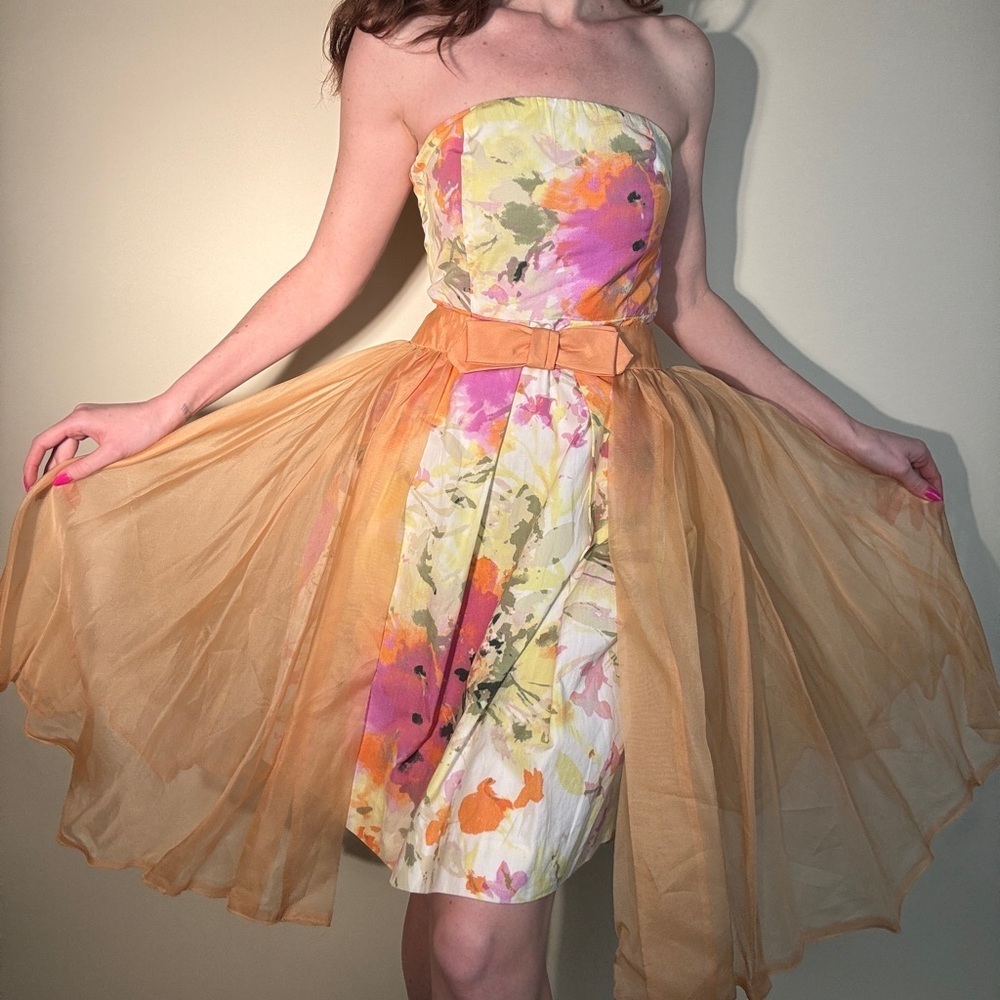 J. Crew Vibrant Multicolor Floral Strapless Cotton Mini Dress - Picture 9 of 11